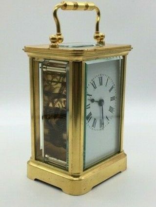 Antique French Brass Carriage Clock & Key.  Restored And Serviced Last Month.