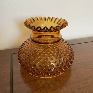 Vintage Amber Glass Fenton Hobnail Hurricane Lamp Shade
