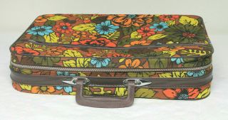 Vintage 60s 70s Bantam Floral Flower Mod Hippie Luggage Bag Suitcase 3