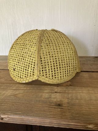 Vintage Hexagon Dome Wicker Rattan Yellow Lamp Shade Mid Century Modern