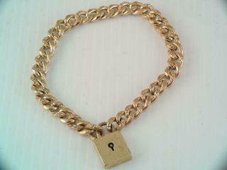 Antique Victorian Ornate Gold Filled Charm Bracelet W Engraved Lock Clasp
