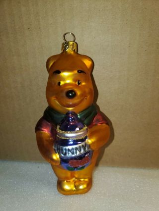 Vintage Disney Winnie The Pooh Christmas Glass Blown Ornament