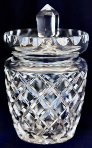 Vintage Retro Diamond Hand Cut Crystal Glass Jelly Jam Compote Jar With Lid 13cm