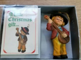 Vintage 1983 Christmas Ornament Gift - Kid Playing Banjo Guitar By Bradford