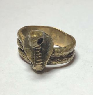 Vintage Snake Cobra Viper Brass Ring Size 8
