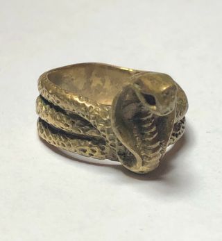 Vintage Snake Cobra Viper Brass Ring Size 8 2