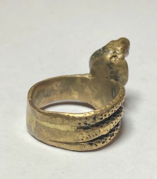 Vintage Snake Cobra Viper Brass Ring Size 8 3