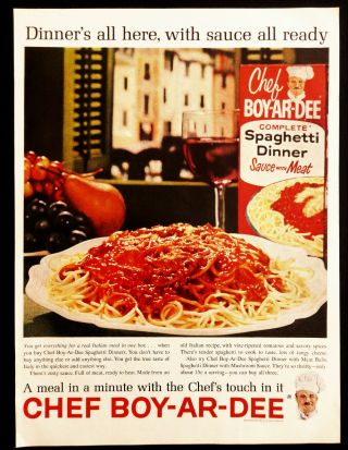Vtg 1962 Chef Boy Ar Dee Retro Spaghetti Dinner Box Advertisement Print Ad