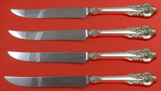 Grande Baroque By Wallace Sterling Silver Steak Knife Set 4pc Texas Sized Custom