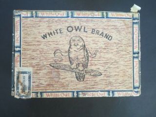 Vintage Cigar Box " White Owl Invincibles " W/canadian Cigar Tax Stamp