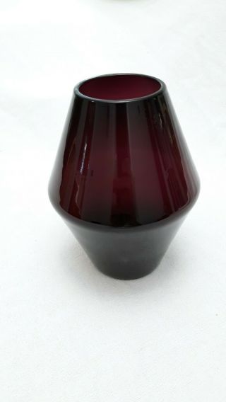 Vintage Black Amethyst Glass Flower/candle Hand Blown Art Glass Vase Jar 7½ " Tall