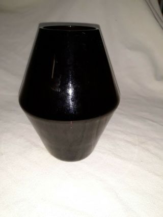 Vintage Black Amethyst Glass Flower/Candle Hand Blown Art Glass Vase Jar 7½ 
