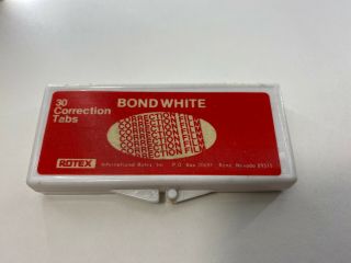 Vintage Rotex Typewriter Correction Film Bond White - 10 Tabs Left In The Box