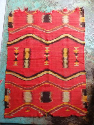 Auth Antique 1890 ' s Navajo Rug / Blanket Wool saddle blanket 2