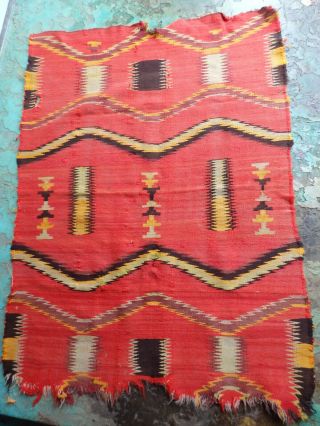 Auth Antique 1890 ' s Navajo Rug / Blanket Wool saddle blanket 3