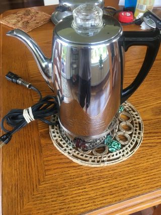 Vintage Universal Coffeematic Chrome Coffee Pot Maker Percolator 4408