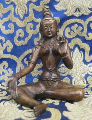 Antique Master Quality Handmade Tibetan Bronze Green Tara,  Nepal
