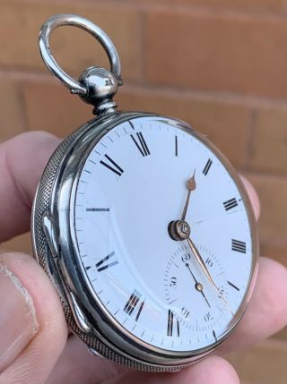 A Gents Good Quality Early Antique Solid Silver Verge / Fusee Pocket Watch 1875.