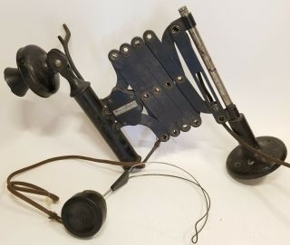 1915 Antique Western Electric Old Railroad Train Scissor Stand Candlestick Phone