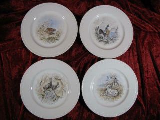 Vintage Set Of 4 Villeroy & Boch Fountainblaeu Wildlife Plates - 8 1/4 "