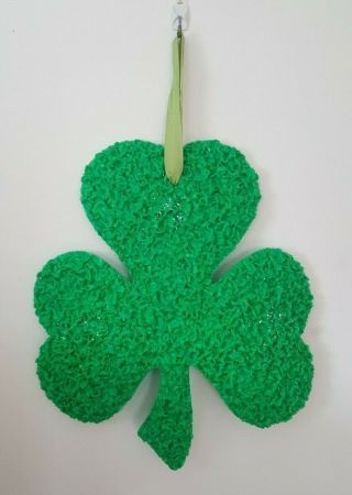 Vintage St.  Patricks Day Shamrock Clover Melted Plastic Popcorn Decoration Irish
