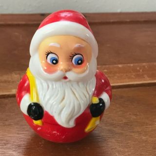 Vintage Kiddie Products Inc.  Plastic Santa Claus Weeble Wobble Chime Toy Noise M