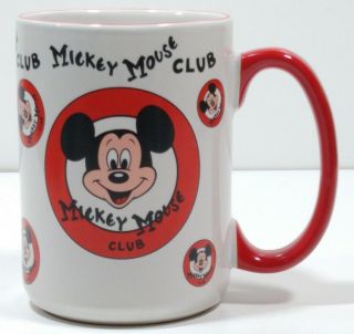 Vtg Disney Mickey Mouse Club Ceramic Coffee Mug By M Ware Red White Black