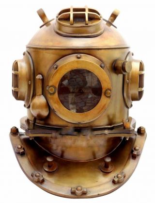 X - Mas 18 Inch Us Navy Diving Helmet Mark V Deep Sea Divers Helmet Vintage Re