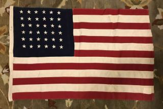 Old 36 Star Union Civil War Gar Antique Us America American Flag Hand Repaired