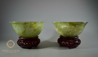Chinese Green Jade Bowls