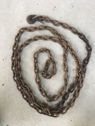16 Feet 3/8” Log Tow Chain With 1 Hook Logging Vintage