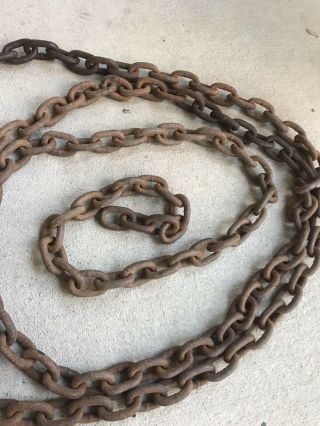 16 Feet 3/8” Log Tow Chain with 1 Hook Logging Vintage 2