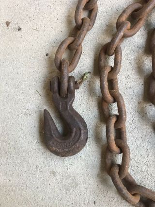 16 Feet 3/8” Log Tow Chain with 1 Hook Logging Vintage 3