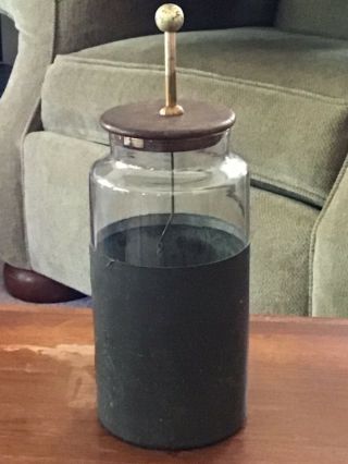 Antique Metal Lined Glass Lyden Jar Capacitor
