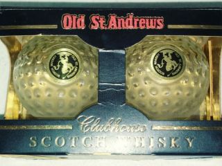 2 Vintage Old St Andrews Clubhouse Scotch Whisky Golf Ball Decanter Bottles