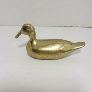 Vintage Brass Duck Figurine 4 " Mid Century Boho Jungalo Decor