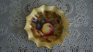 VINTAGE Aynsley Orchard Fruit Scalloped Gold Trim Trinket Dish Signed D.  Jones 3