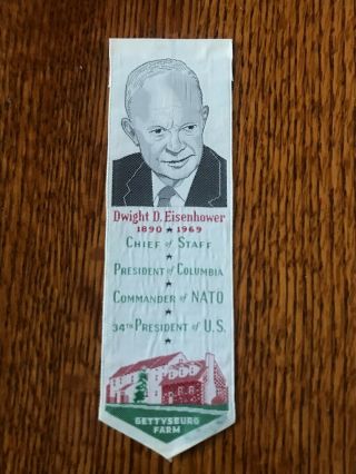 Vintage American Silk Label Mfg.  Dwight D.  Eisenhower Us President Bookmark Book