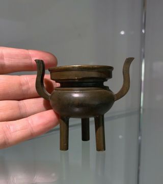 Miniature 18th/19thc Chinese bronze censer QING incense burner 2