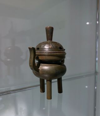 Miniature 18th/19thc Chinese bronze censer QING incense burner 3