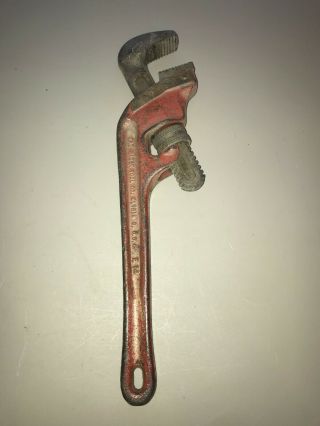 Vintage Ridgid E - 14 Angled Pipe Wrench Offset Pat 1727623