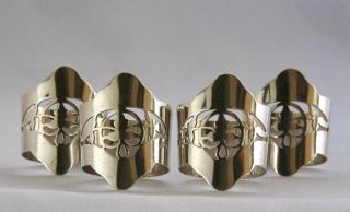 Set Of 4 Sterling Silver Napkin Rings.  Fabulous,  Heavy Items.  Birm.  1944.  (b403)