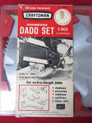 Vintage Craftsman Kromedge 6 Inch Dado Set 9 - 3249 Hole 5/8 & Molding Cutters 3