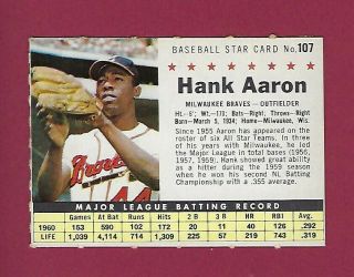 1961 Post 107 Hank Aaron - Milwaukee Braves - Perforated