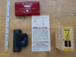 Vintage Stanley No.  373 - 3 1/2 " Butt Marker,  Plastic Sheath And Box