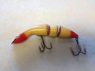 Vintage Old Wood Heddon Gamefisher Fishing Lure Red And White
