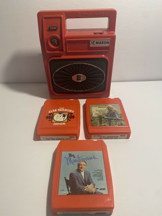 Vintage Mason Red 8 Track Cassette Tape Music Player - Battery Operated -