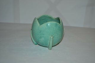 Vintage Nelson Mccoy Art Pottery Planter - Teal Blue Green - Rare Tulip Ball