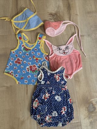 Vintage 16 - 17 " Doll Clothes 3 Rompers