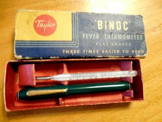 Vintage " Binoc " Fever Thermometer,  Taylor Instrument Co.  Rochester,  Ny 1939